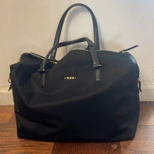 .TUMI. New! Classic. Wynne Weekender. Nylon. Black. Leather & gold accents. NWT